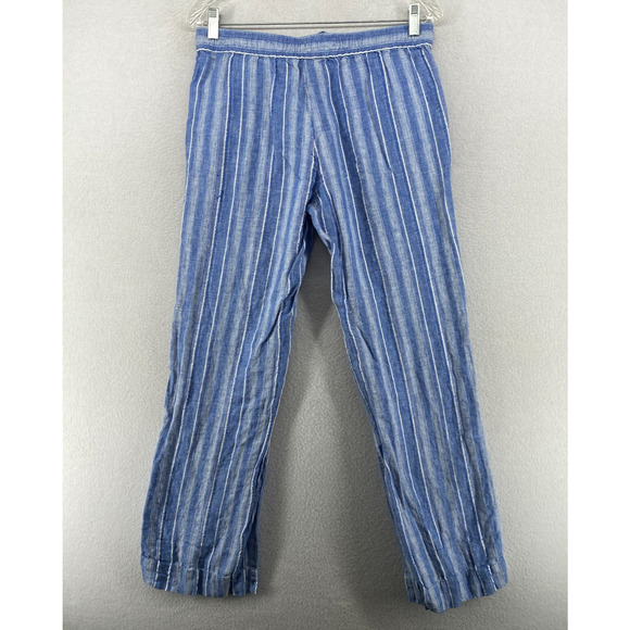 TOMMY BAHAMA Pants Womens S Santiago Striped Linen Blend Lounge Drawstring Blue - Picture 3 of 12